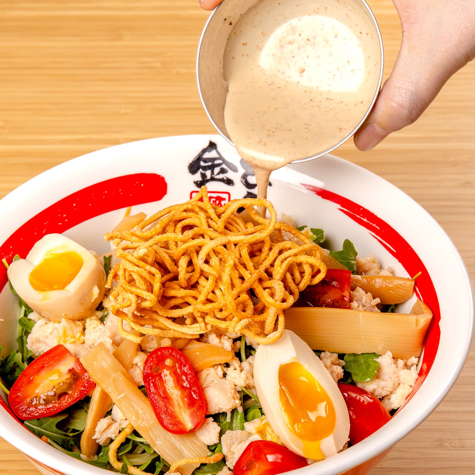 Creamy Sesame Dressing and Crunchy Noodles on Summer Ramen Salad
