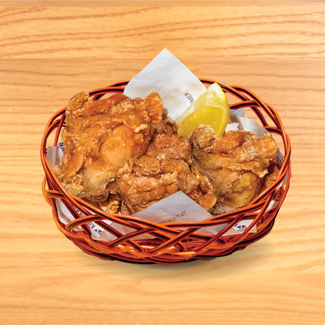 Golden-brown karaage chicken pieces, crispy on the outside and tender on the inside, served at Kinton Ramen.